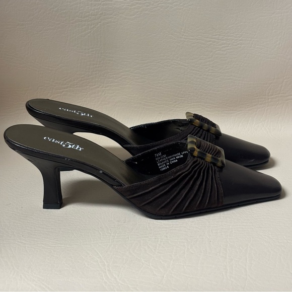 East 5th Womens Leather Slip-On Grace  Mule Heels Square Toe Size 7.5 - Picture 6 of 7